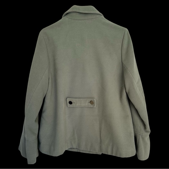 Crown & Ivy Sage Double Breasted Short Pea Coat Fluted Sleeves-Size Large - Picture 5 of 11